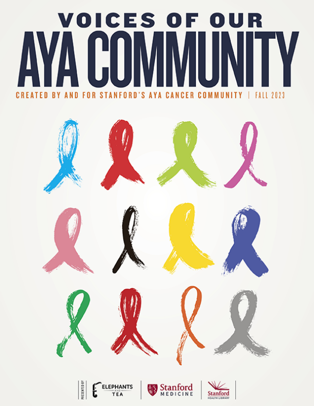 Text: Voices of Our AYA Community. Created by and for Stanford