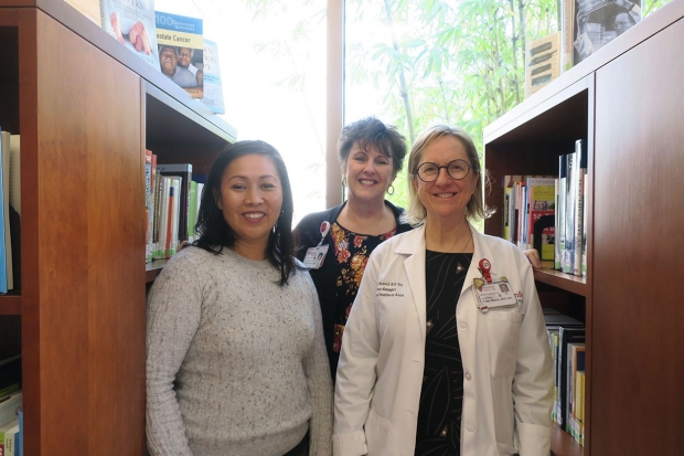 Maricris Dacumos, Donna Healy, Torey Benoit in Stanford Health Library